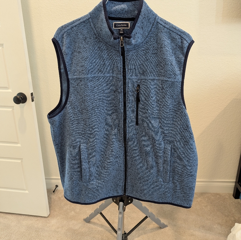 Mens 2XL Club Room Blue Zippered Vest